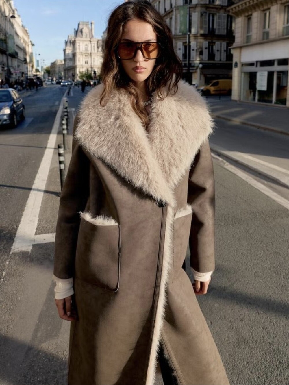Size M Zara Reversible Double Faced Faux Fur Coat